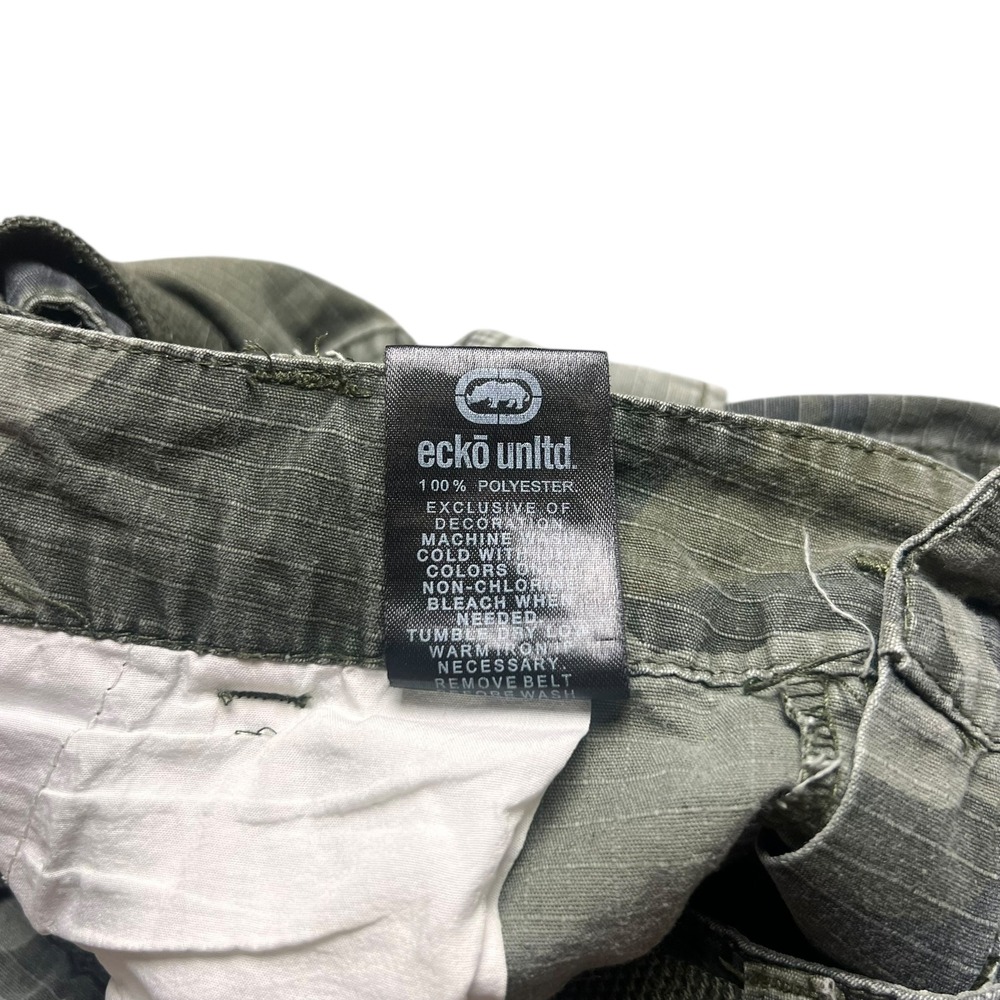 Ecko Unltd Mens Camo Cargo Shorts Size 32 Green Ripstop With Belt Camouflage - Picture 4 of 8